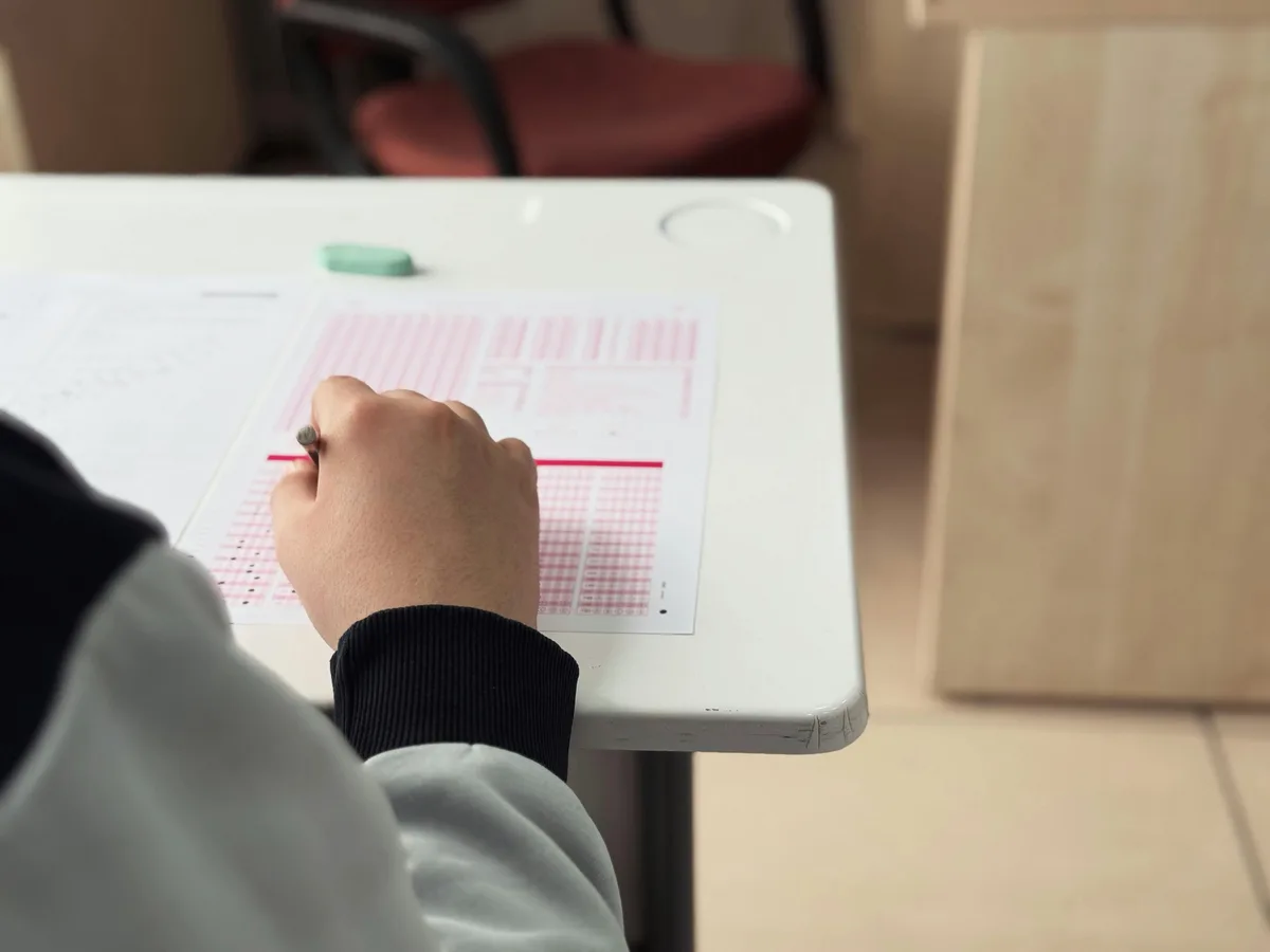 Student taking a standardized test